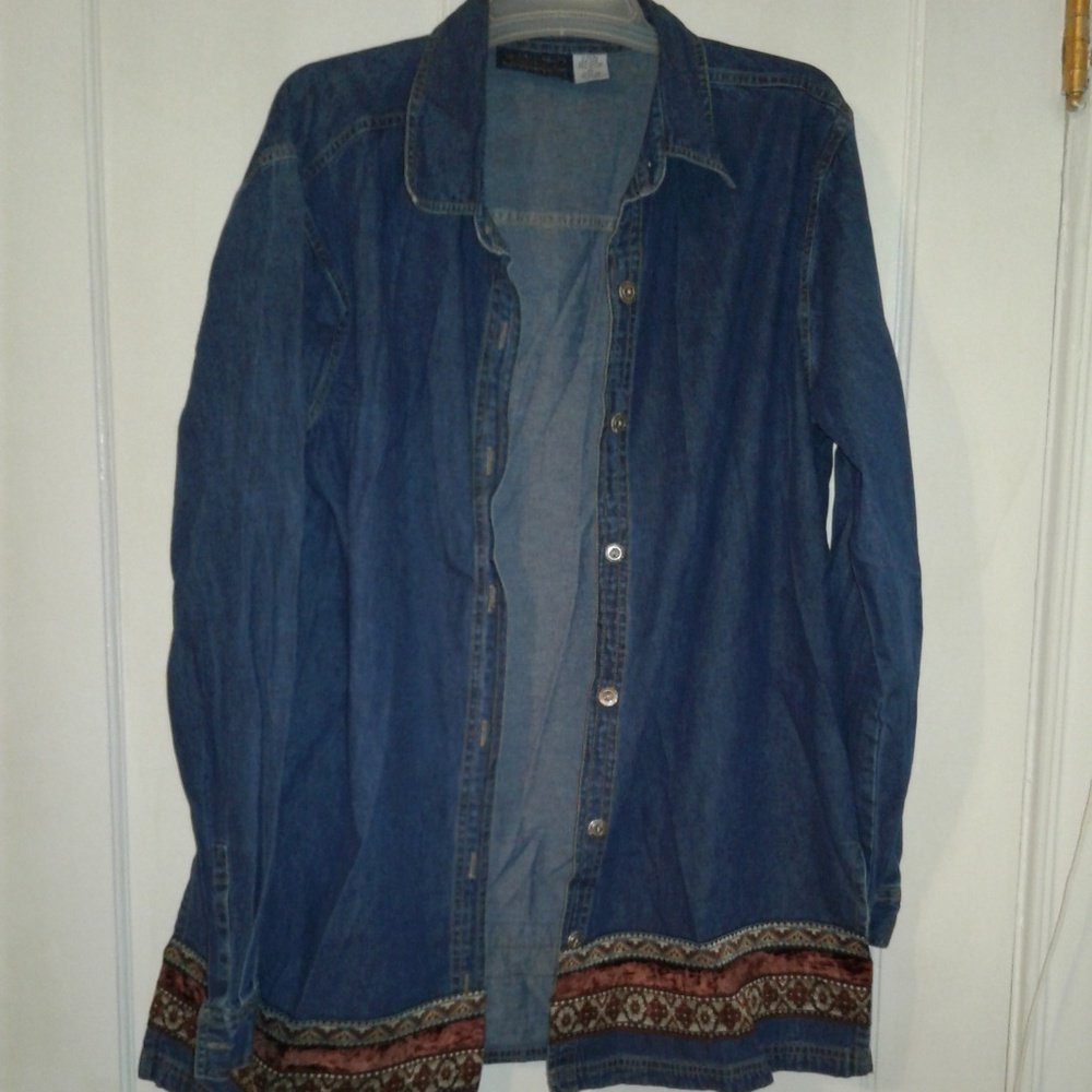 Blue Jean and Velvet Shirt